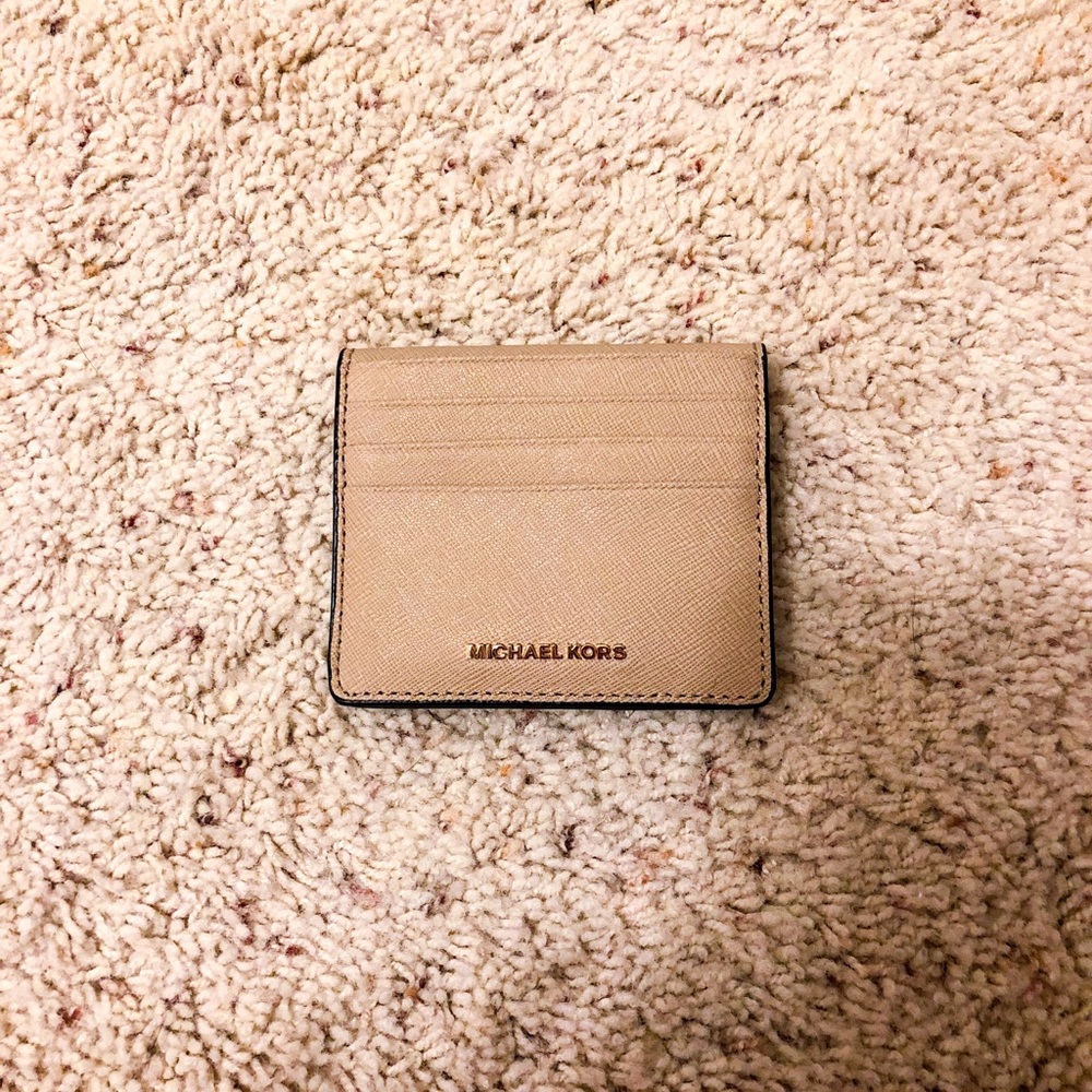 Like New Tan/Beige MK Card Fold Wallet